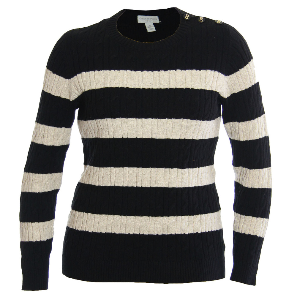 Multi Color Striped Button Detail Sweater NEW w/ Tags Charter Club Plus Sizes